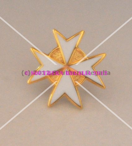Knights Templar Malta Degree White Cross Gold Plated Lapel Pin - Click Image to Close